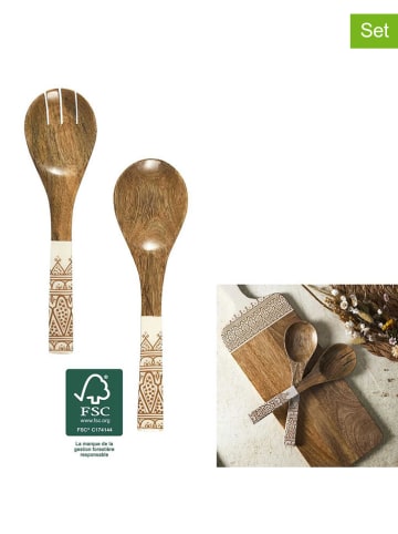 Ethnical Life 2-delige saladebestekset bruin/beige - (L)30 cm