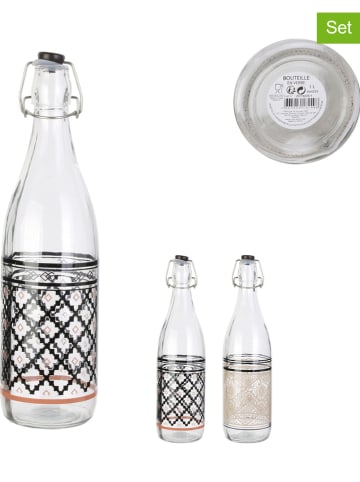 every ware 2er-Set: Glasflaschen in Transparent/ Schwarz - 1 l (Überraschungsprodukt)
