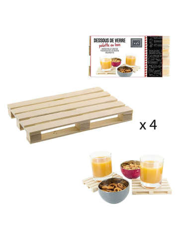 Ethnical Life 4er-Set: Untersetzer in Natur - (B)12 x (H)1,5 x (T)8 cm