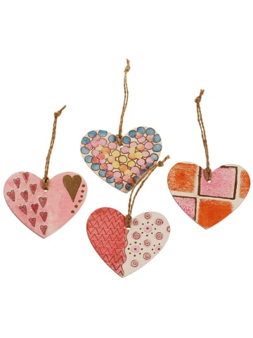 SUNNYSUE Drewniane zawieszki (6 szt.) "Heart" - wys. 6,6 x 6,3 cm - 3+