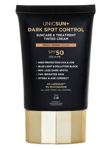 UNICSKIN Getinte gezichtscrème "UNICSUN+ Dark Spot Control - Perfect Bronze", 30 ml