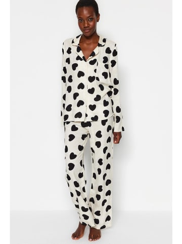 trendyol Pyjama in Creme/ Schwarz