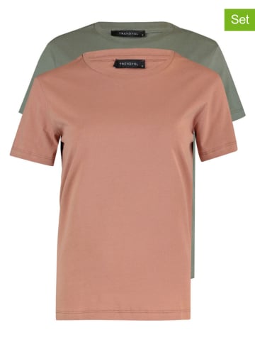 trendyol 2-delige set: Shirts oudroze/olijfgroen