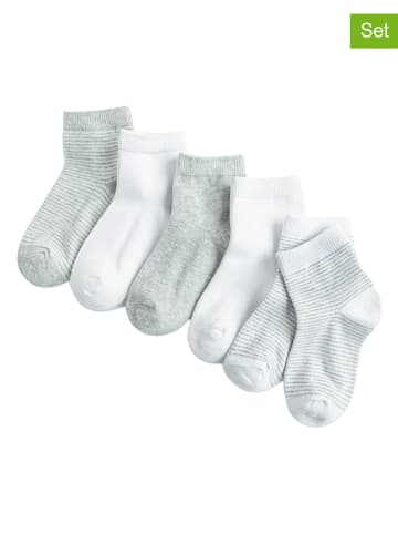 COOL CLUB 5er-Set: Socken in Weiß/ Grau