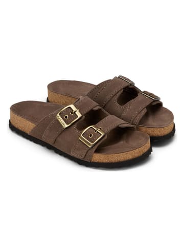 Marc O'Polo Shoes Leder-Pantoletten in Braun