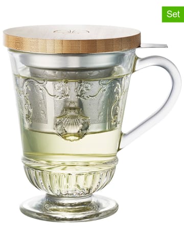 La Rochère France 3tlg. Teeset "Versailles" in Transparent/ Beige - 280 ml