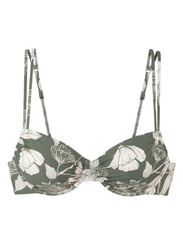 s.Oliver Biustonosz bikini w kolorze ciemnozielono-kremowym