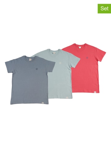 The Time of Bocha 3-delige set: shirts turquoise/grijs/rood