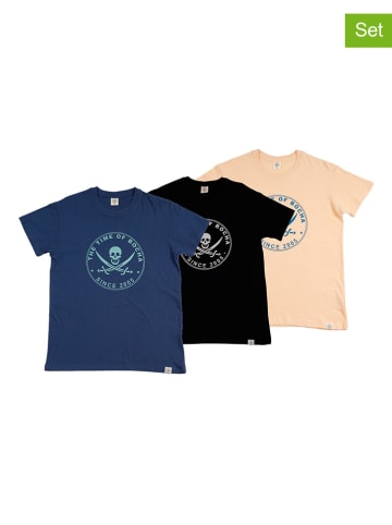 The Time of Bocha 3er-Set: Shirts in Schwarz/ Gelb/ Blau