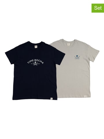 The Time of Bocha 2-delige set: shirts donkerblauw/grijs