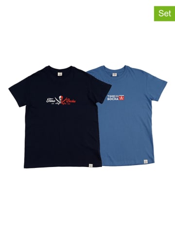 The Time of Bocha 2-delige set: shirts blauw/donkerblauw
