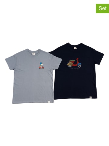 The Time of Bocha 2er-Set: Shirts in Grau/ Dunkelblau