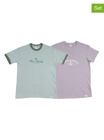 The Time of Bocha 2-delige set: shirts turquoise/paars