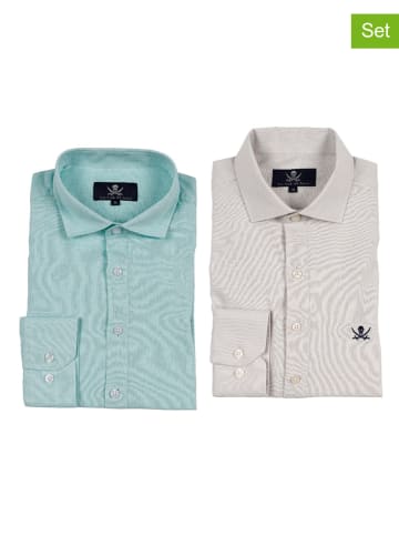 The Time of Bocha 2er-Set: Hemden - Regular fit - in Türkis/ Creme