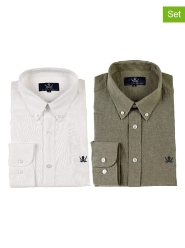 The Time of Bocha 2-delige set: blouses - regular fit - kaki/wit