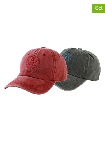 The Time of Bocha 2er-Set: Caps in Rot/ Anthrazit