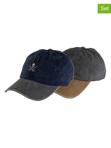 The Time of Bocha 2er-Set: Caps in Grau/ Dunkelblau