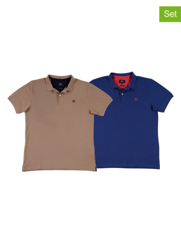 The Time of Bocha 2er-Set: Poloshirts in Beige/ Blau