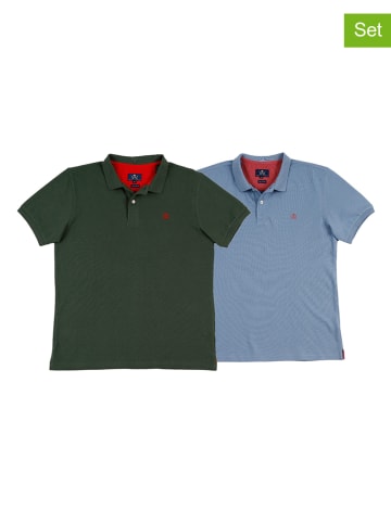 The Time of Bocha 2-delige set: poloshirts lichtblauw/groen