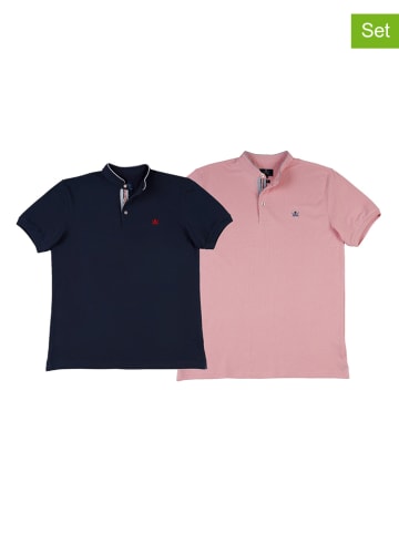 The Time of Bocha 2er-Set: Poloshirts in Rosa/ Dunkelblau