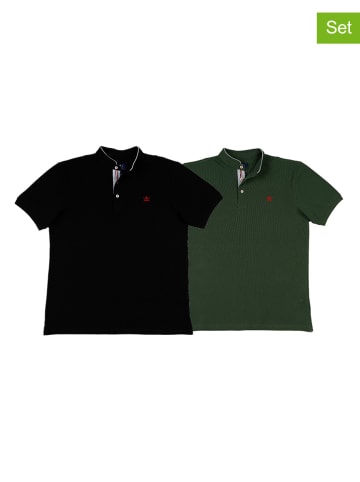 The Time of Bocha 2-delige set: poloshirts groen/zwart