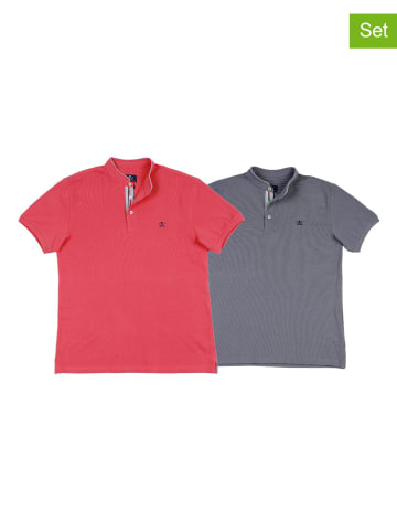 The Time of Bocha 2er-Set: Poloshirts in Grau/ Pink