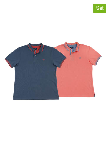 The Time of Bocha 2-delige set: poloshirts blauw/zalmroze