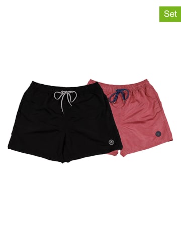 The Time of Bocha 2-delige set: zwemshorts zwart/rood