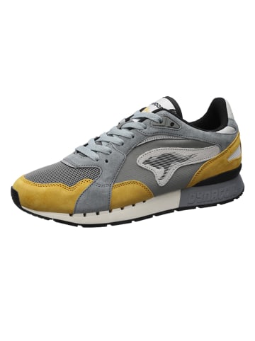 Kangaroos Leder-Sneakers "Coil R3" in Grau/ Gelb