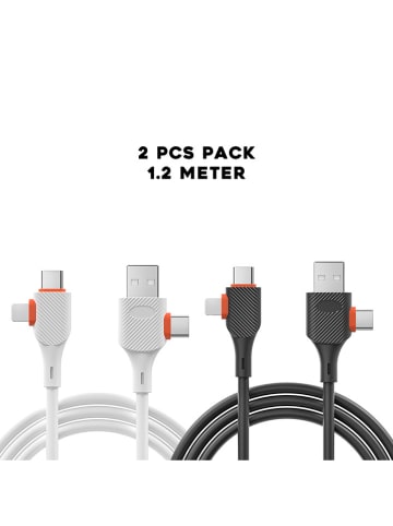 SmartCase 2er-Set: Universal-Ladekabeln in Weiß/ Schwarz
