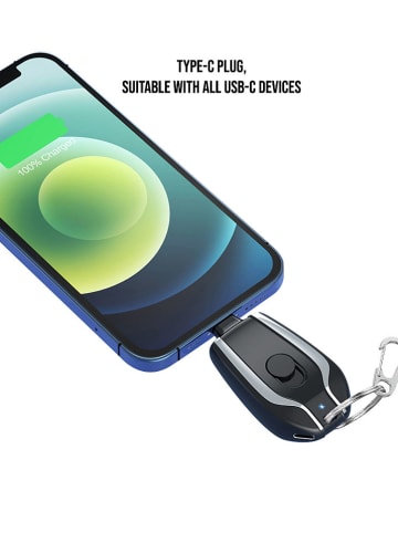 SWEET ACCESS Akumulator USB-C w kolorze czarnym do zawieszenia przy kluczach