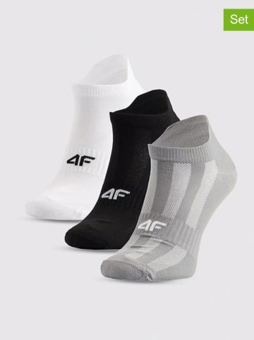 4F 3er-Set: Sportsocken in Weiß/ Schwarz/ Grau