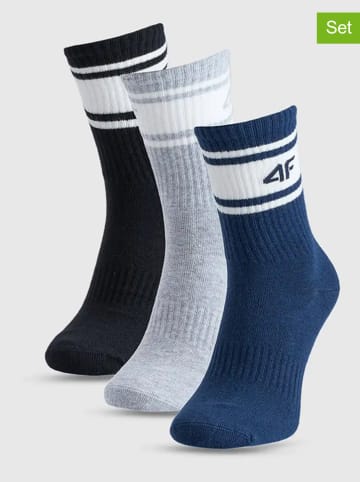 4F 3er-Set: Sportsocken in Schwarz/ Grau/ Dunkelblau
