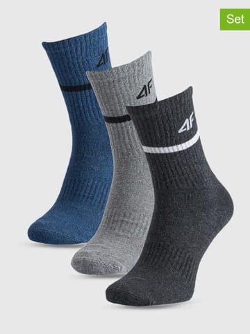4F 3er-Set: Sportsocken in Anthrazit/ Blau/ Grau
