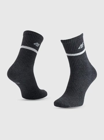 4F 3-delige set: sportsokken antraciet/blauw/grijs