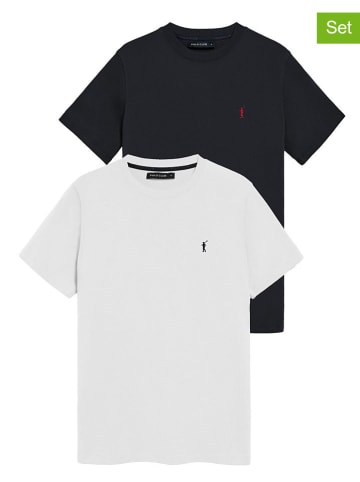 Polo Club 2er-Set: Shirts in Weiß/ Dunkelblau