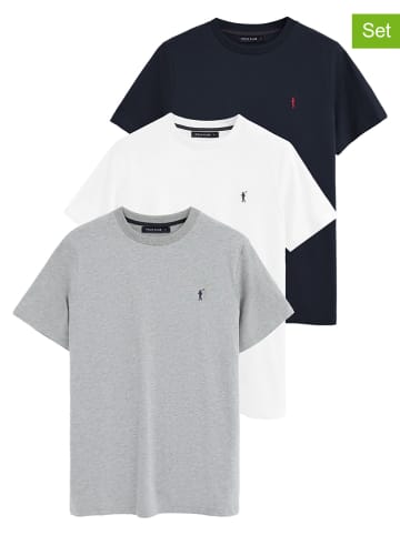 Polo Club 3-delige set: shirts donkerblauw/wit/lichtgrijs