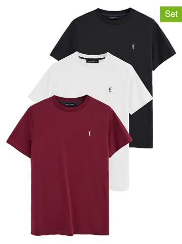 Polo Club 3er-Set: Shirts in Schwarz/ Weiß/ Bordeaux