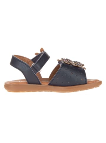 lamino Leren sandalen donkerblauw