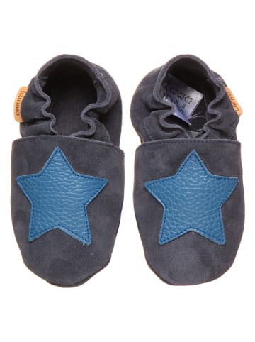 lamino Leren kruipschoenen donkergrijs/blauw