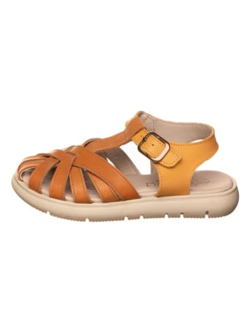 lamino Leren sandalen oranje