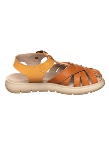 lamino Leren sandalen oranje