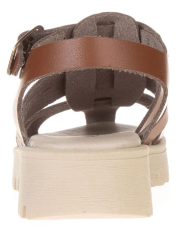 lamino Leren sandalen lichtbruin