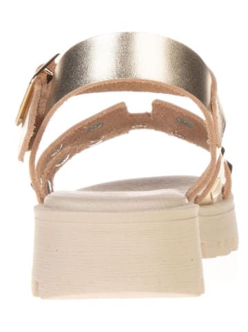 lamino Leren sandalen goudkleurig