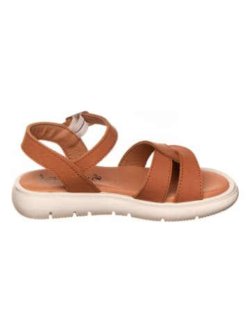lamino Leren sandalen lichtbruin