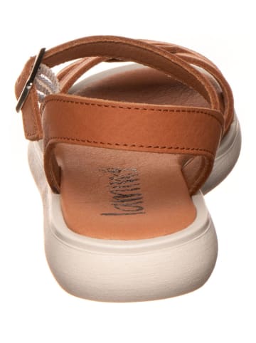 lamino Leren sandalen lichtbruin