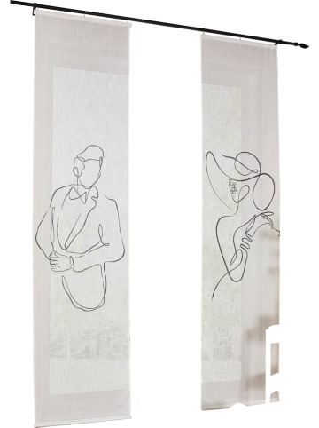 heine home 2-delige set: paneelgordijnen wit/zwart