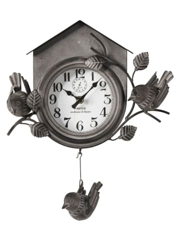 heine home Zegar ścienny w kolorze ciemnoszarym - 28 x 33 x 8 cm