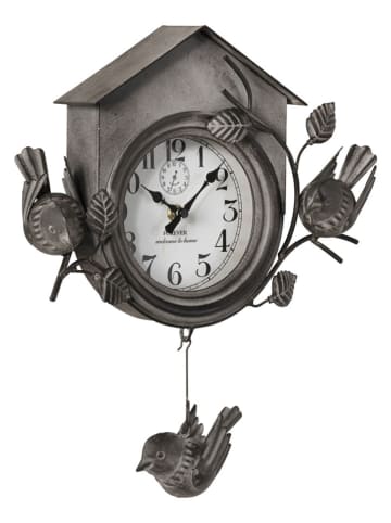 heine home Wanduhr in Dunkelgrau - (B)28 x (H)33 x (T)8 cm