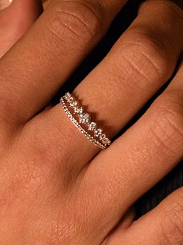 OR ÉCLAT Weißgold-Ring "Ma reine" mit Edelsteinen